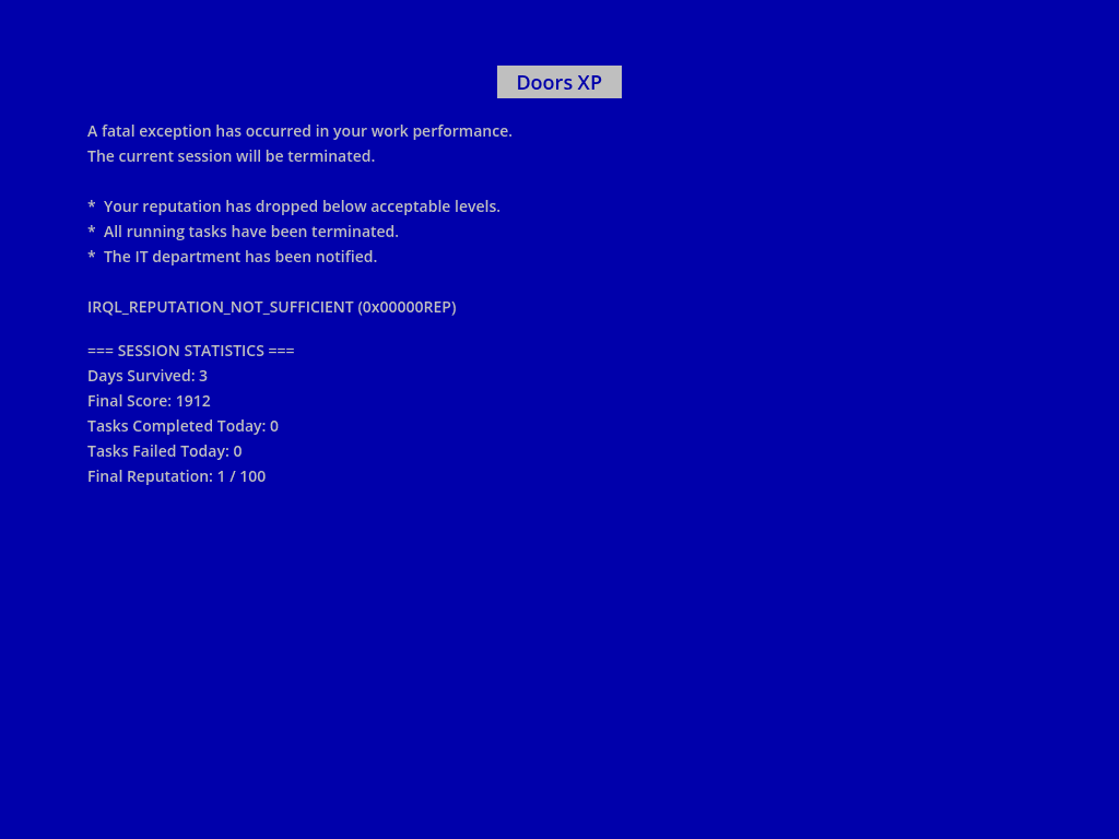 Game-Over-BSOD-Bildschirm